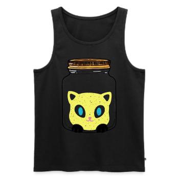 Chat Chaton Chaton Rétro - Débardeur bio Premium Homme - noir - Devant - Michal (187cm)