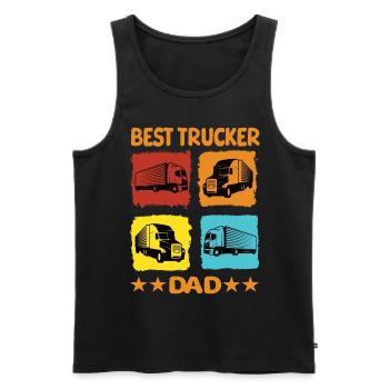 Meilleur père camionneur - Débardeur bio Premium Homme - noir - Devant - Michal (187cm)