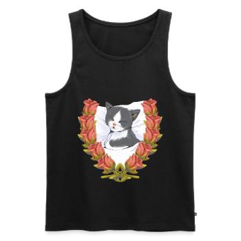 Cat Cats Kitten Sleeping Child - Men's Premium Organic Tank Top - black - Front - AI Model Male 178 light (178cm)