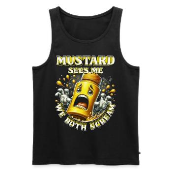 Senfallergie Mustard Sees Me We Both Scream - Männer Premium Bio Tank Top - Schwarz - Vorne - Michal (187cm)