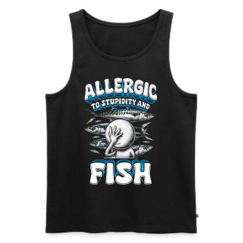 Allergie au poisson Allergique à la stupidité et au poisson - Débardeur bio Premium Homme - noir - Devant - AI Model Male 178 light (178cm)