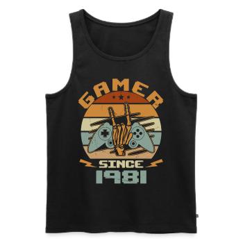 Gamer seit 1981 - Gaming-Jubiläumsgeschenk 1981 - Männer Premium Bio Tank Top - Schwarz - Vorne - AI Model Male 178 light (178cm)