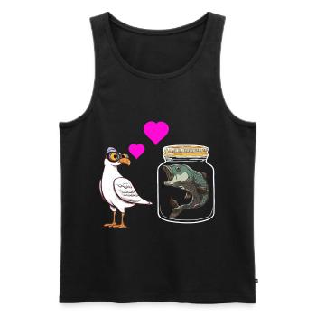 Seagull Loves Fish Fish Maritime Sailor - Men's Premium Organic Tank Top - black - Front - AI Model Male 178 light (178cm)