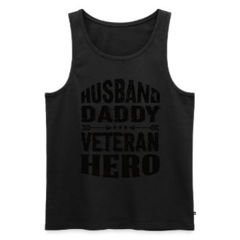 Husband Daddy Veteran Hero - Men's Premium Organic Tank Top - black - Front - Michal (187cm)