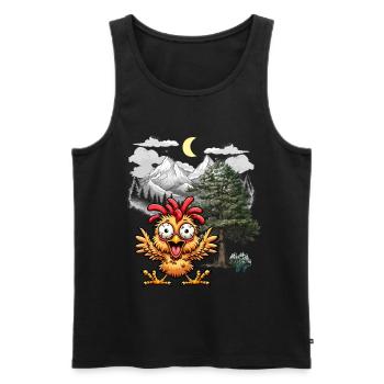 Crazy Chicken Poulets Poule Wild West Nature - Débardeur bio Premium Homme - noir - Devant - Michal (187cm)