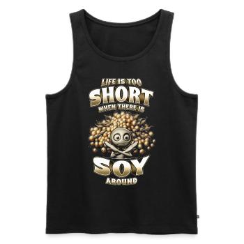 Allergie au soja - Débardeur bio Premium Homme - noir - Devant - Michal (187cm)
