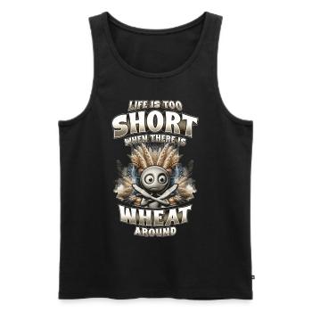 Wheat allergy - Men's Premium Organic Tank Top - black - Front - Michal (187cm)