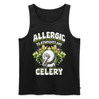 Allergie au céleri allergique à la stupidité et au céleri - Débardeur bio Premium Homme - noir - Devant - Michal (187cm)