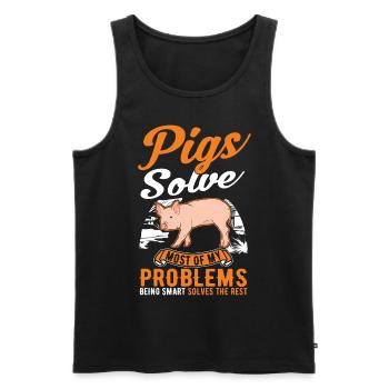 Pigs Gift Farmer Piggy - Men's Premium Organic Tank Top - black - Front - AI Model Male 178 light (178cm)