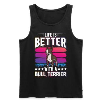 La vie est meilleure avec un bull terrier - Débardeur bio Premium Homme - noir - Devant - Michal (187cm)