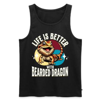 Bartagame Bartagamen Bearded Dragon - Men's Premium Organic Tank Top - black - Front - AI Model Male 178 light (178cm)