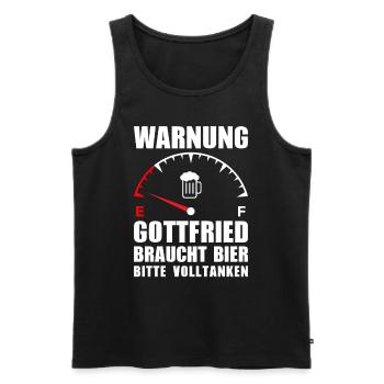 Gottfried braucht Bier Bitte volltanken - Männer Premium Bio Tank Top - Schwarz - Vorne - Michal (187cm)
