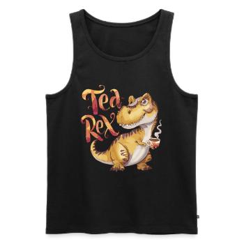 Niedlicher Dinosaurier trinkt Tee T-Rex Humor - Männer Premium Bio Tank Top - Schwarz - Vorne - Michal (187cm)