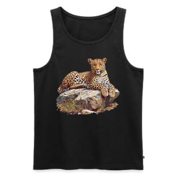 Leoparden Leopard - Männer Premium Bio Tank Top - Schwarz - Vorne - AI Model Male 178 light (178cm)