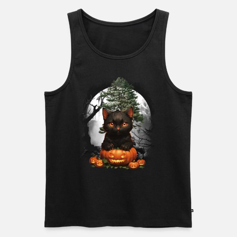 Halloween Katze Katzen - Männer Premium Bio Tank Top - Schwarz