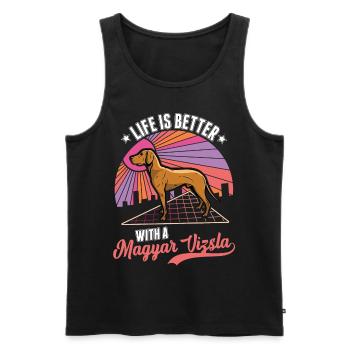 Life is better with Magyar Vizsla - Men's Premium Organic Tank Top - black - Front - AI Model Male 178 light (178cm)