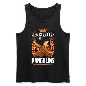 Life is better with a pangolin - Men's Premium Organic Tank Top - black - Front - Michal (187cm)