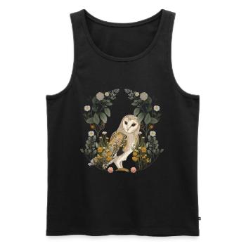 Eulen Eule Blumen Frühling - Männer Premium Bio Tank Top - Schwarz - Vorne - AI Model Male 178 light (178cm)