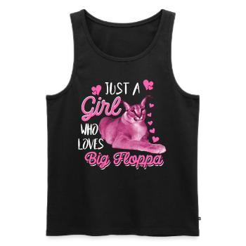 Big Floppa Caracal Cat Meme Girl qui aime Big Flo - Débardeur bio Premium Homme - noir - Devant - AI Model Male 178 light (178cm)