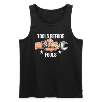 Handyman Papa Tools Before Fools DIYers - Men's Premium Organic Tank Top - black - Front - Michal (187cm)