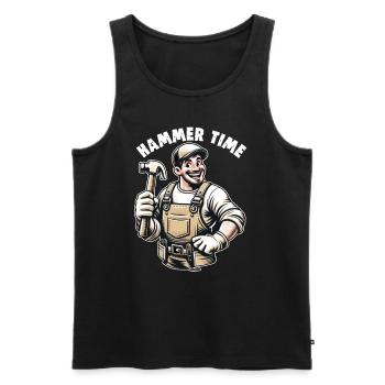 Handwerker Papa Hammer Time Heimwerker - Männer Premium Bio Tank Top - Schwarz - Vorne - Michal (187cm)