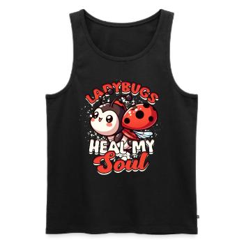 Entomologie des coccinelles Les coccinelles guérissent mon âme - Débardeur bio Premium Homme - noir - Devant - Michal (187cm)