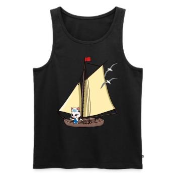 Cat Maritime Voilier Voilier Marin Ahoy - Débardeur bio Premium Homme - noir - Devant - AI Model Male 178 light (178cm)