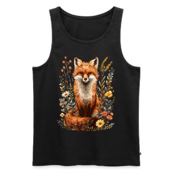 Cottagecore Natur Floral Fuchs - Männer Premium Bio Tank Top - Schwarz - Vorne - Michal (187cm)