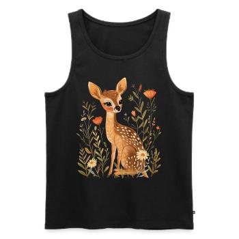 Blumen Reh - Männer Premium Bio Tank Top - Schwarz - Vorne - Michal (187cm)