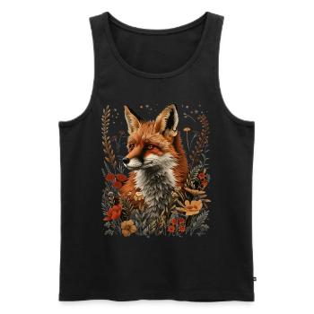 Nature Floral Fox - Men's Premium Organic Tank Top - black - Front - Michal (187cm)