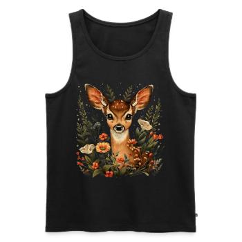 Flowers Deer - Men's Premium Organic Tank Top - black - Front - Michal (187cm)