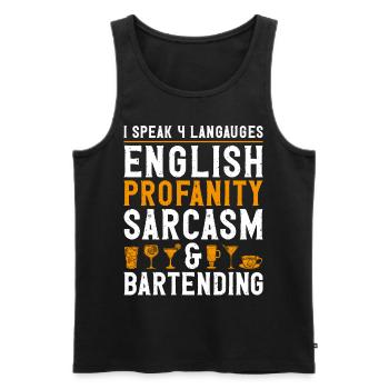 Barman Mixologue I Speak 4 - Débardeur bio Premium Homme - noir - Devant - Michal (187cm)