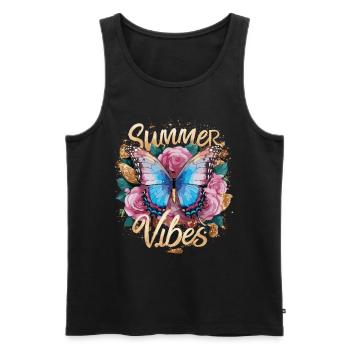 Schmetterling Summer Vibes - Männer Premium Bio Tank Top - Schwarz - Vorne - Michal (187cm)