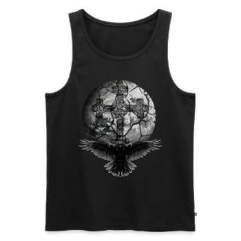 Raven Crow Kruez traverse la planète Halloween Raven - Débardeur bio Premium Homme - noir - Devant - AI Model Male 178 light (178cm)