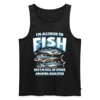 Allergie au poisson - Débardeur bio Premium Homme - noir - Devant - AI Model Male 178 light (178cm)