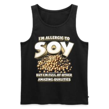 Allergie au soja - Débardeur bio Premium Homme - noir - Devant - Michal (187cm)