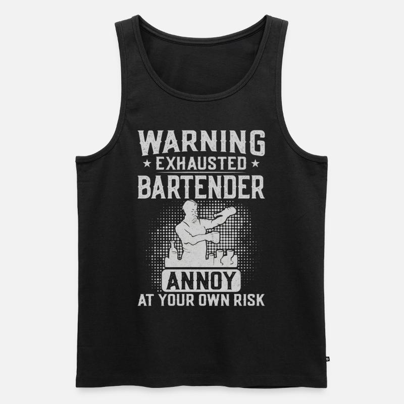 Bartender Mixologist Warning - Männer Premium Bio Tank Top - Schwarz