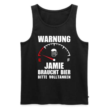 Jamie braucht Bier Bitte volltanken - Männer Premium Bio Tank Top - Schwarz - Vorne - Michal (187cm)