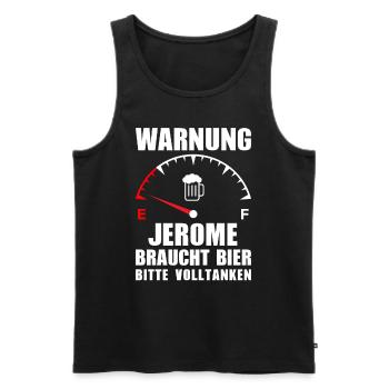 Jerome braucht Bier Bitte volltanken - Männer Premium Bio Tank Top - Schwarz - Vorne - Michal (187cm)