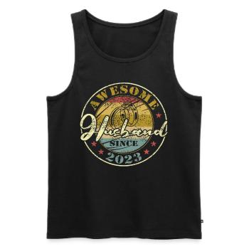 1ter Hochzeitstag toller Ehemann seit 2023 Retro - Männer Premium Bio Tank Top - Schwarz - Vorne - Michal (187cm)