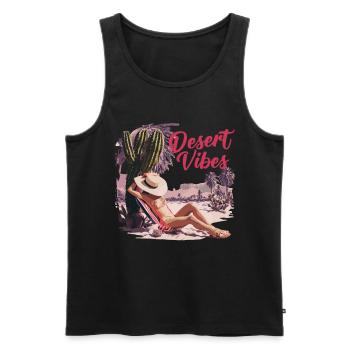 Sonnenuntergang Desert Vibes Urlaub Abenteuer - Männer Premium Bio Tank Top - Schwarz - Vorne - Michal (187cm)