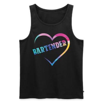 Barman Mixologue Coeur - Débardeur bio Premium Homme - noir - Devant - Michal (187cm)