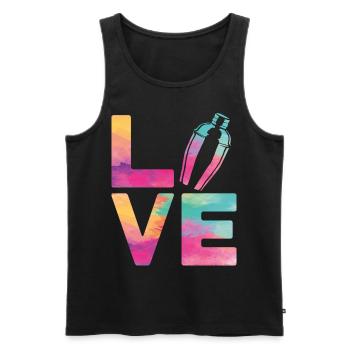 Bartender Mixologist Watercolor - Männer Premium Bio Tank Top - Schwarz - Vorne - AI Model Male 178 light (178cm)