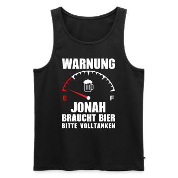 Jonah braucht Bier Bitte volltanken - Männer Premium Bio Tank Top - Schwarz - Vorne - AI Model Male 178 light (178cm)