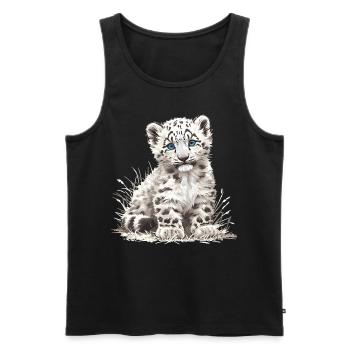 Snow Leopard Schneeleoparden Schneeleopard - Männer Premium Bio Tank Top - Schwarz - Vorne - Michal (187cm)