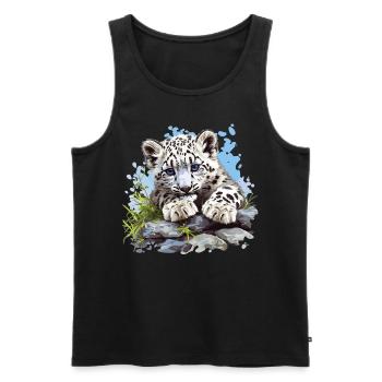 Léopard des neiges Schneeleoparden Schneeleopard - Débardeur bio Premium Homme - noir - Devant - Michal (187cm)