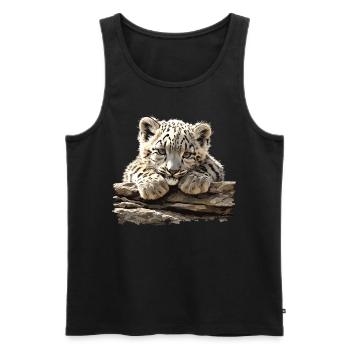 Snow Leopard Schneeleoparden Schneeleopard - Männer Premium Bio Tank Top - Schwarz - Vorne - Michal (187cm)