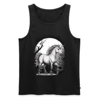 Licorne Licornes Conte de fées Cheval Chevaux Forêt - Débardeur bio Premium Homme - noir - Devant - AI Model Male 178 light (178cm)