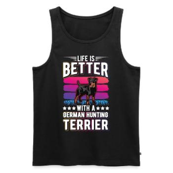 La vie est meilleure avec le terrier de chasse allemand - Débardeur bio Premium Homme - noir - Devant - Michal (187cm)