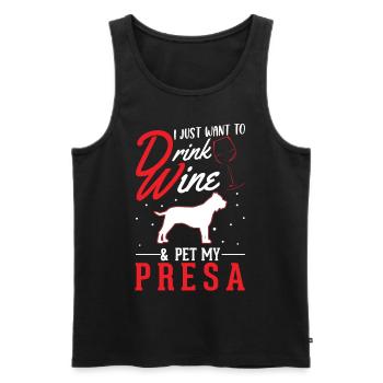 Presa Canario and wine Dogo Canario - Men's Premium Organic Tank Top - black - Front - Michal (187cm)